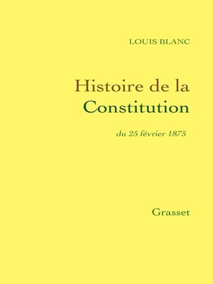 cover image of Histoire de la Constitution du 25 février 1875
